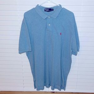 Light Blue Polo shirt with Dark Pink horse